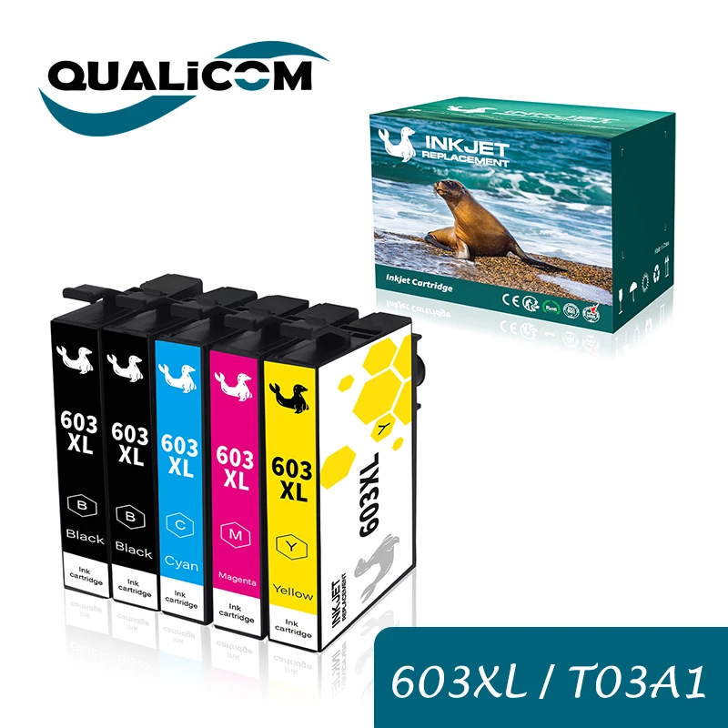 Qualicom 603XL T03A1 1SET 5PCS Compatible Ink Cartridge for Epson Expression Home XP-2100 XP-2105 XP-3100 XP-3105 WF-2810
Qualicom 603XL T03A1 1SET 5PCS Compatible Ink Cartridge for Epson Expression Home XP-2100 XP-2105 XP-3100 XP-3105 WF-2810