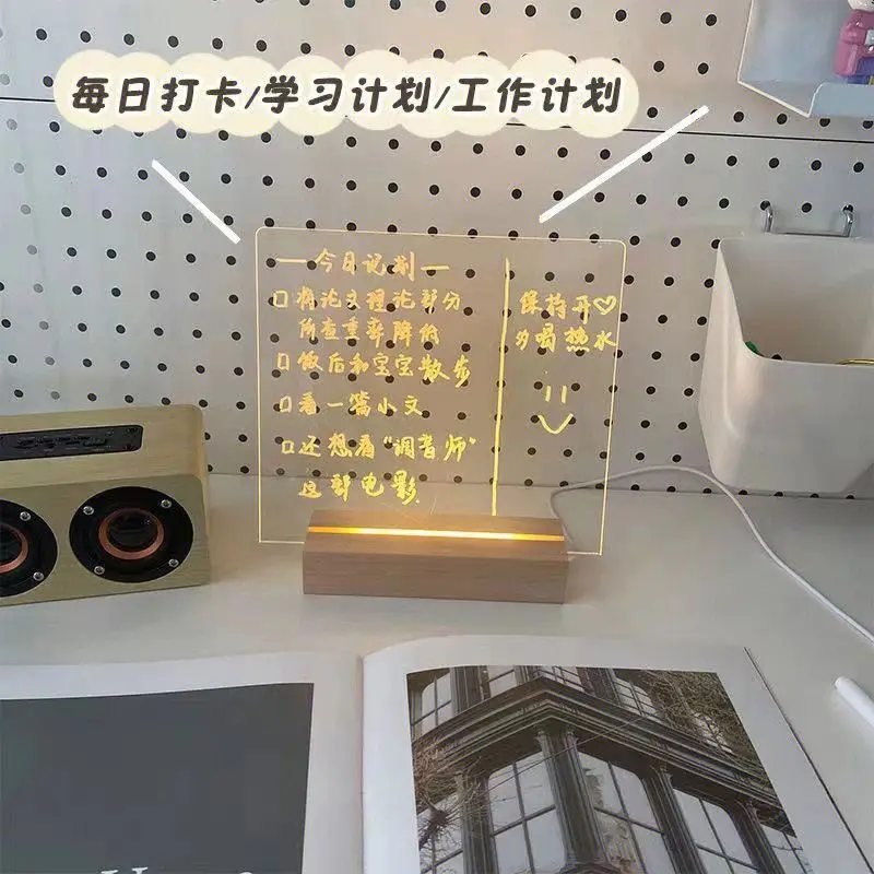 Ins Transparent Luminous Acrylic Note Board Handwritten Fluorescent Board Memo Erasable Message Board Desktop Writing Board
Ins Transparent Luminous Acrylic Note Board Handwritten Fluorescent Board Memo Erasable Message Board Desktop Writing Board