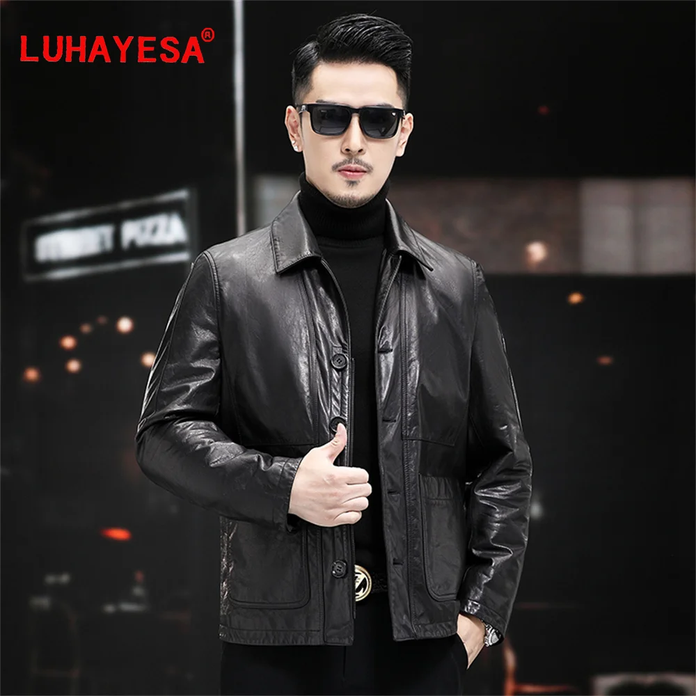 2022 Oil Wax Cowhide Leather Jacket Men Autumn Black Genuine Leather Clothes LUHAYESA New Guaranteed Real Leather Coats
2022 Oil Wax Cowhide Leather Jacket Men Autumn Black Genuine Leather Clothes LUHAYESA New Guaranteed Real Leather Coats
