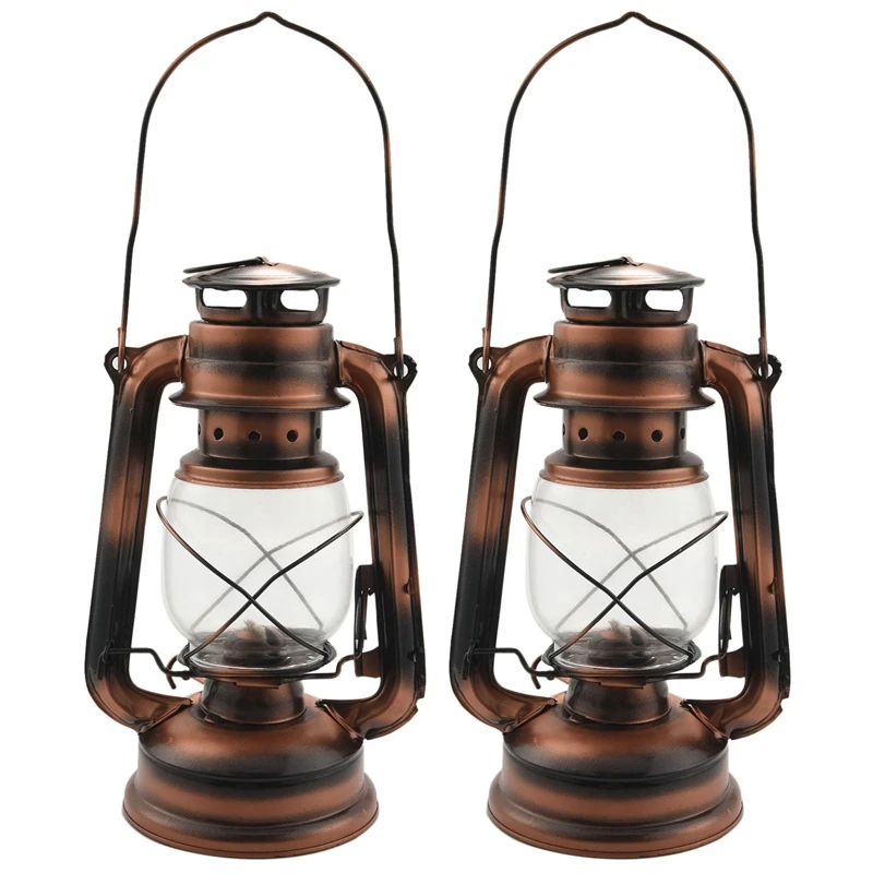 

2 шт. 25 см железные античные бронзовые масляные фонари (крышка) ностальгические портативные уличные кемпинговые лампы герметичные фонари для кемпинга