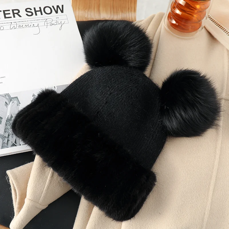 Women's Luxury Mink Fur Knitted Hat Fox Fur Ball Decoration Cute Stylish Warm High Quality Fur Hat
Women's Luxury Mink Fur Knitted Hat Fox Fur Ball Decoration Cute Stylish Warm High Quality Fur Hat