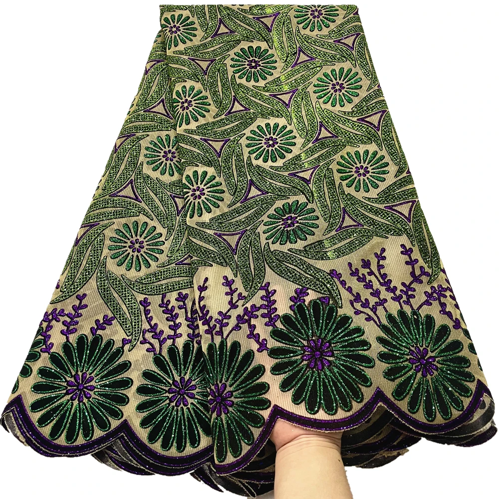 5 ярдов, новейшая африканская Флокированная кружевная Цветочная кружевная французская стандартная африканская ткань для рукоделия, изготовления одежды