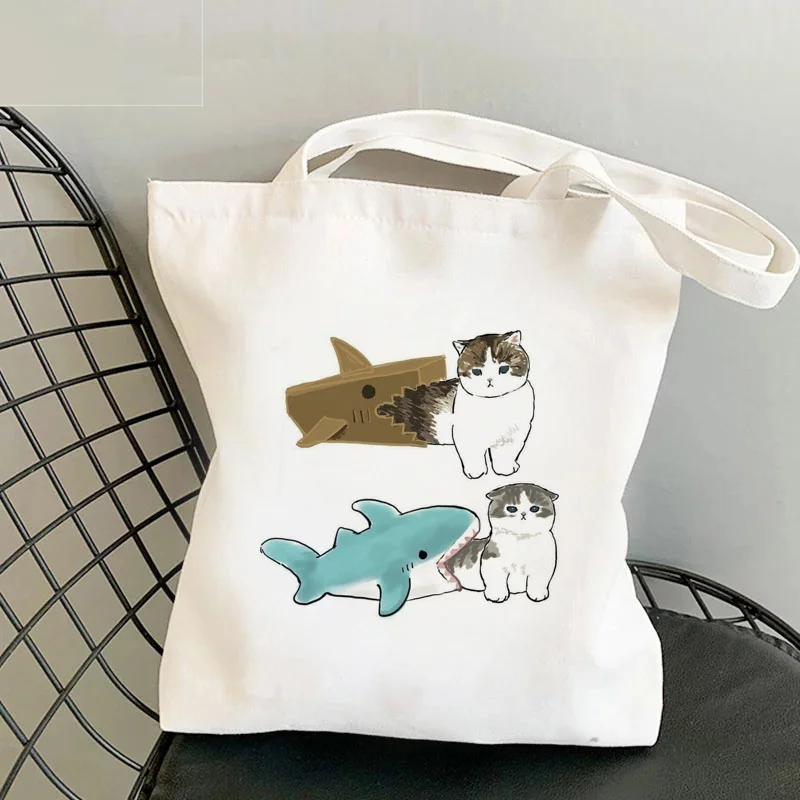 Cartoon Shark Kitty Women Canvas Shopping Travel Handbag Reusable Shoulder Bag Cloth Schoolbag Handbag Women Shopping Bag
Cartoon Shark Kitty Women Canvas Shopping Travel Handbag Reusable Shoulder Bag Cloth Schoolbag Handbag Women Shopping Bag