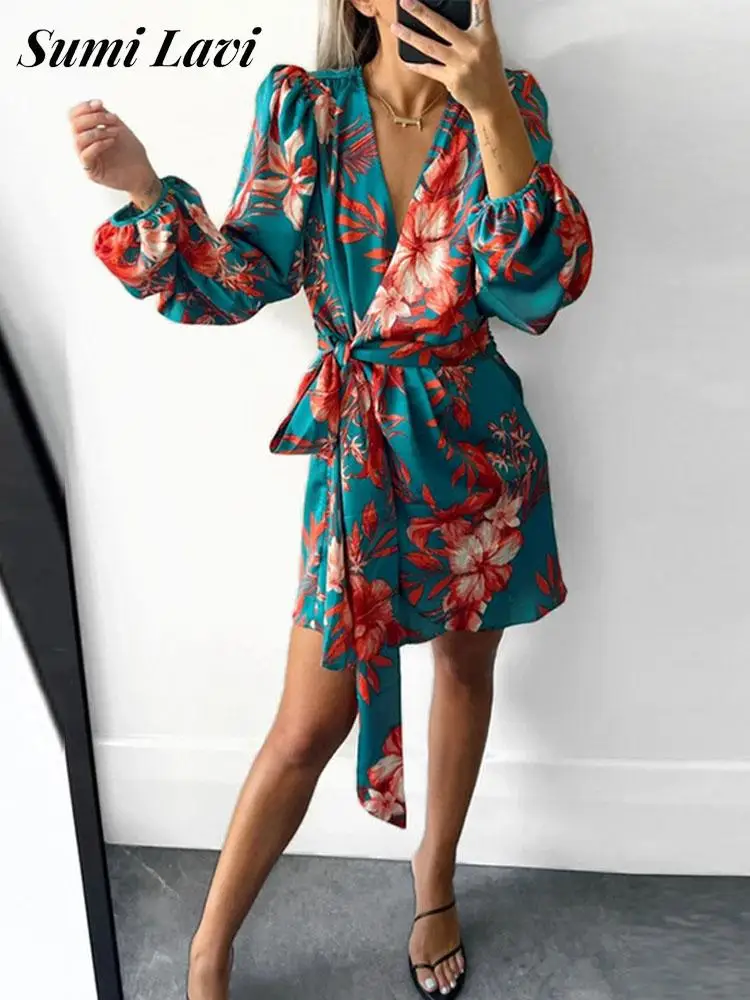 2022 Fashion Long Sleeves Floral Print Short Dress Women Sexy V Neck Lace Up Cardigan Dress Spring Elegant Irregular Mini Dress
2022 Fashion Long Sleeves Floral Print Short Dress Women Sexy V Neck Lace Up Cardigan Dress Spring Elegant Irregular Mini Dress