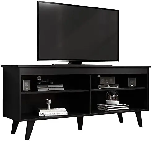 

Stand with 4 Shelves and Cable Management, for TVs up to 65 Inches, Wood, 23'' H x 15'' D x 59'' L \u201