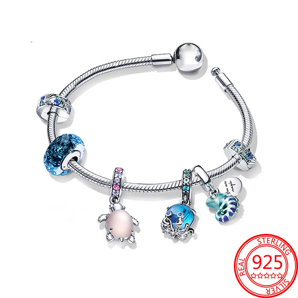 Summer Ocean Series 925 Sterling Silver Pink Turtle Charm Octopus Charm Chameleon Charm Bracelet Set DIY Jewelry Girl Gift
Summer Ocean Series 925 Sterling Silver Pink Turtle Charm Octopus Charm Chameleon Charm Bracelet Set DIY Jewelry Girl Gift