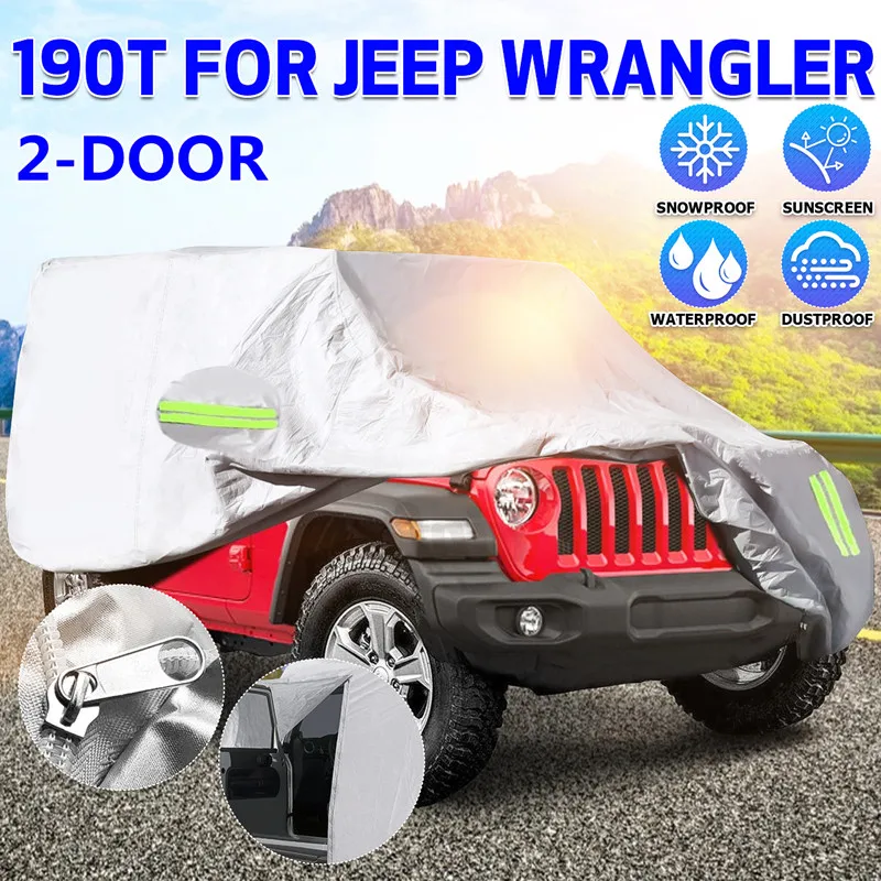 

Waterproof Car Cover For Jeep Wrangler JK JL CJ YJ TJ 2-Door 1987-2019 Anti Snow Ice Frost Dust-proof UV-resistant Universal