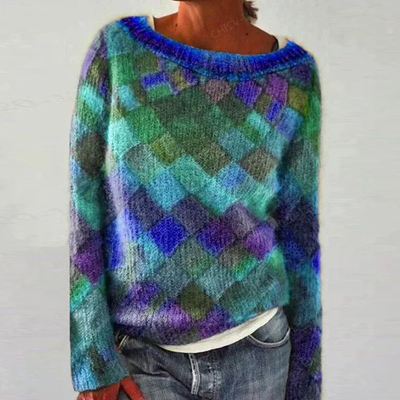 Simple Autumn Long Sleeve O-Neck Knit Pullover Winter Fleece Loose Jumper Women Furry Block Diamond Vintage Sweaters Knitting
Simple Autumn Long Sleeve O-Neck Knit Pullover Winter Fleece Loose Jumper Women Furry Block Diamond Vintage Sweaters Knitting