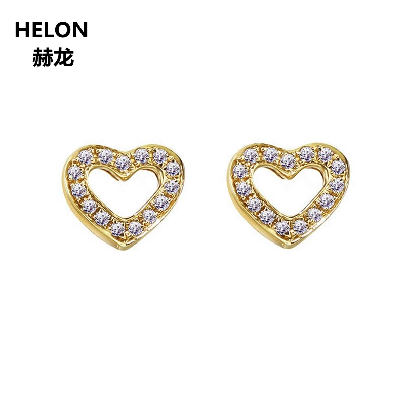 

0.1ct SI/H Natural Diamonds Stud Earrings Women Solid 14k Yellow Gold Women Heart Halo Classic Earrings