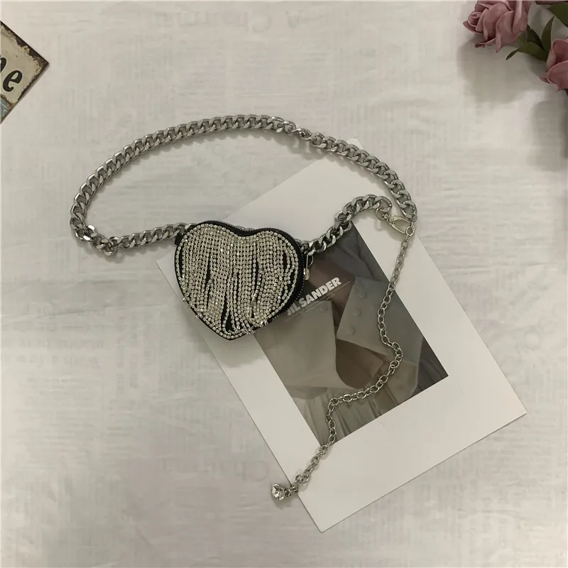 Iron Chain Tassel Sparkling Rhinestones Waist Chain Heart Crossbody Bag for Ladies Dual-Use Mini Waist Bag Women Shoulder Bags
Iron Chain Tassel Sparkling Rhinestones Waist Chain Heart Crossbody Bag for Ladies Dual-Use Mini Waist Bag Women Shoulder Bags
