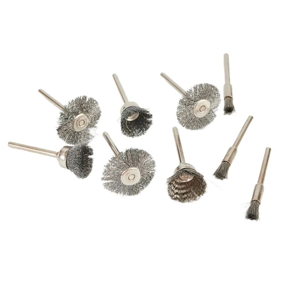 

9 Pcs/Set Stainless Steel Wire Brush Wire Wheel Rotary Tool Rust Removal Polishing For Metal And Nonmetal Materials Hand Tools