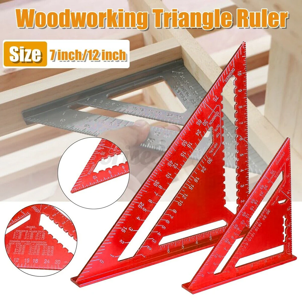 7/12 Inch Triangle Ruler Metric Aluminum Alloy 90 Degree Triangle Angle Ruler Measuring Woodworking Tool Squares Gauges Gauging
7/12 Inch Triangle Ruler Metric Aluminum Alloy 90 Degree Triangle Angle Ruler Measuring Woodworking Tool Squares Gauges Gauging