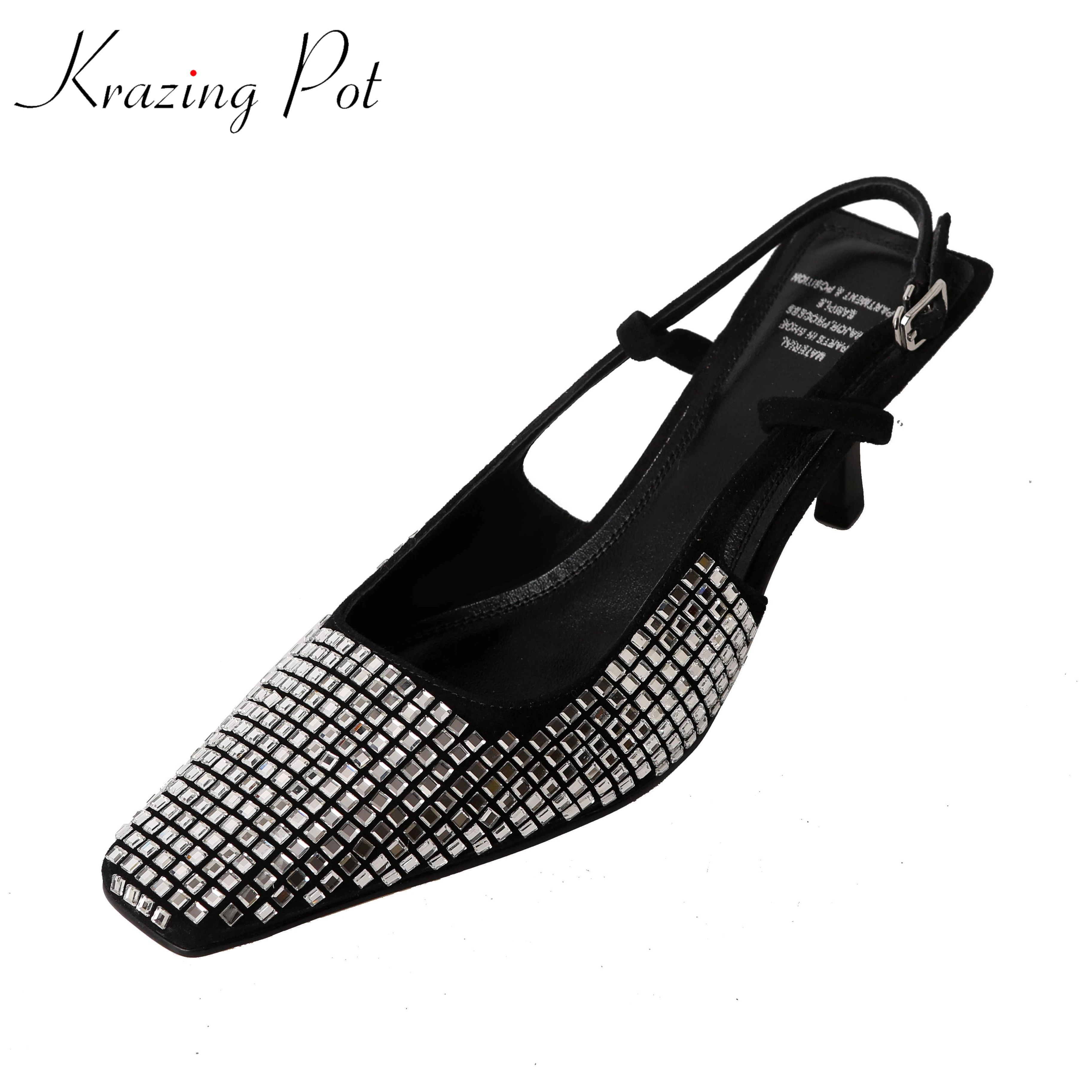 Krazing Pot Summer full grain leather bling thin high heels crystal beading luxury women diamond slingback European design pumps
Krazing Pot Summer full grain leather bling thin high heels crystal beading luxury women diamond slingback European design pumps