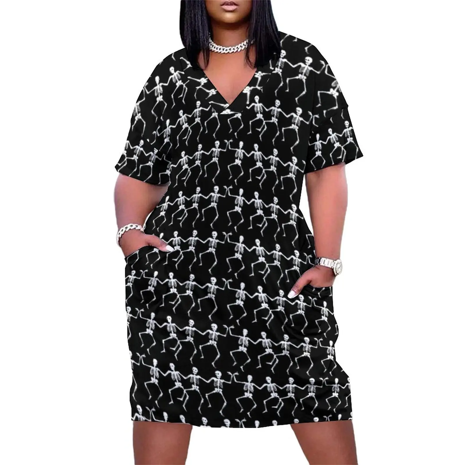 Spooky Halloween Print Casual Dress Woman Dancing Skeletons Elegant Dresses Short Sleeve Streetwear Graphic Dress Plus Size 5xl
Spooky Halloween Print Casual Dress Woman Dancing Skeletons Elegant Dresses Short Sleeve Streetwear Graphic Dress Plus Size 5xl