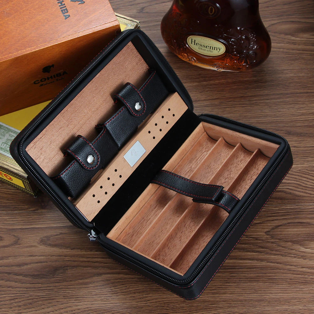 

Small Vintage Case Leather Cigar Box Set Wood Gadget Cigar Case Smoking Wooden Voyage Accessoire Tobacco Accesoires EA60XJ