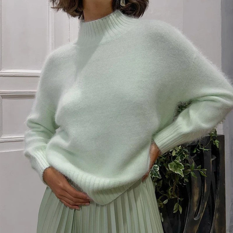 Autumn Winter Knitted Cashmere Sweaters Women Loose Basic Pullovers Female Soft Casual Solid Jumper Green White Tops 2022
Autumn Winter Knitted Cashmere Sweaters Women Loose Basic Pullovers Female Soft Casual Solid Jumper Green White Tops 2022