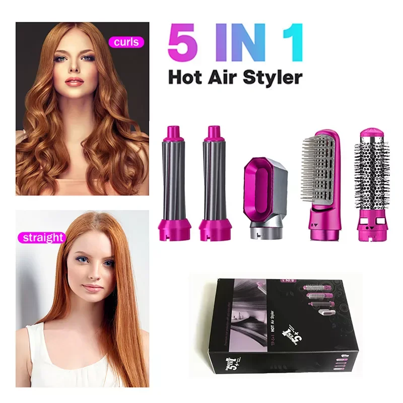 

Фен для волос 5 в 1, стайлер, профессиональная электрическая щетка с функцией горячего воздуха, инструмент для укладки, бытовой набор для пар...