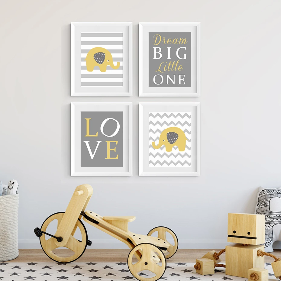 For Kid Bedroom decoration Yellow Elephant Love Dream Big Little One Nursery Canvas Painting Wall Art Prints Poster Pictures
For Kid Bedroom decoration Yellow Elephant Love Dream Big Little One Nursery Canvas Painting Wall Art Prints Poster Pictures