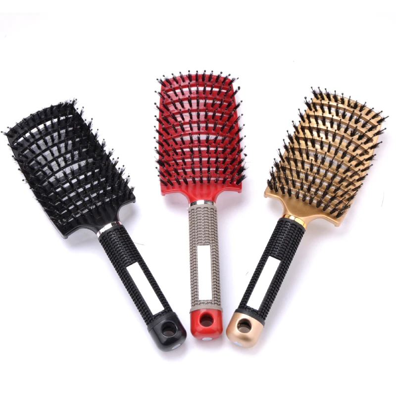 

Sdotter Hair Scalp Massage Comb Gold Hairbrush Bristle Nylon Women Wet Curly Detangle Hair Brush for Salon Hairdressing Styling