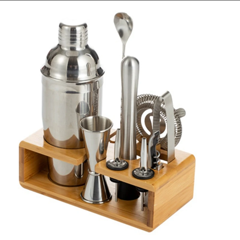 10PCS 750Ml Stainless Steel Cocktail Shaker Set Bar Barware Tools Bartender Shaker Kit With Wooden Stand
10PCS 750Ml Stainless Steel Cocktail Shaker Set Bar Barware Tools Bartender Shaker Kit With Wooden Stand