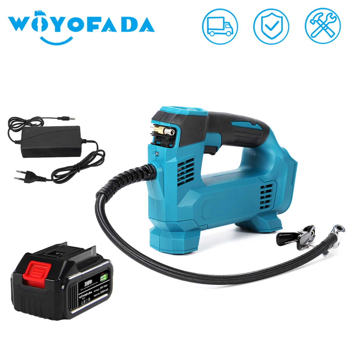 WOYOFADA Cordless Rechargeable Electric Air Pump Portable Car Tire Inflator Air Compressor Inflatable Pump For Makita Battery
WOYOFADA Cordless Rechargeable Electric Air Pump Portable Car Tire Inflator Air Compressor Inflatable Pump For Makita Battery