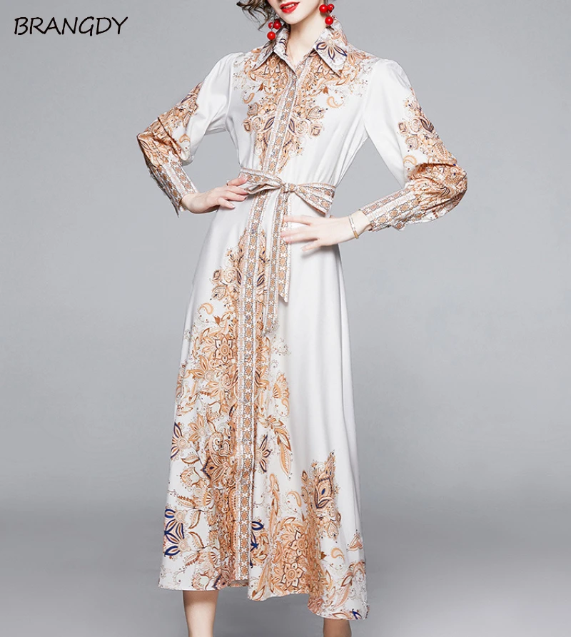 Vintage Floral Print Long Sleeves Waist-Slimming Long Dress Shirt Dress Muslim Dress vestidos de fiesta pedreria streetwear
Vintage Floral Print Long Sleeves Waist-Slimming Long Dress Shirt Dress Muslim Dress vestidos de fiesta pedreria streetwear