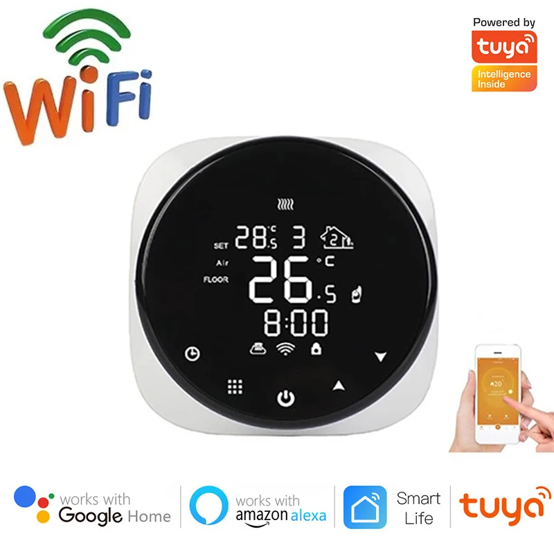 Умный термостат Tuya для теплого пола, Wi-Fi, с пультом ДУ 
Умный термостат Tuya для теплого пола, Wi-Fi, с пультом ДУ