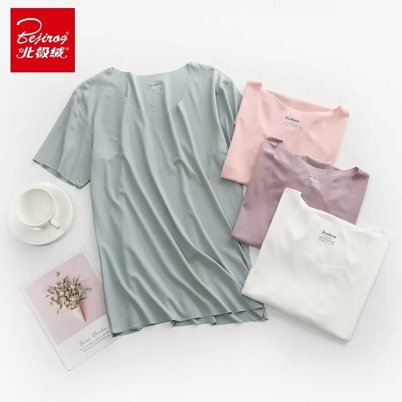 Arctic velvet ultra-thin cool feeling thread summer women's ice silk T-shirt high elastic sports round neck short sleeve
Arctic velvet ultra-thin cool feeling thread summer women's ice silk T-shirt high elastic sports round neck short sleeve