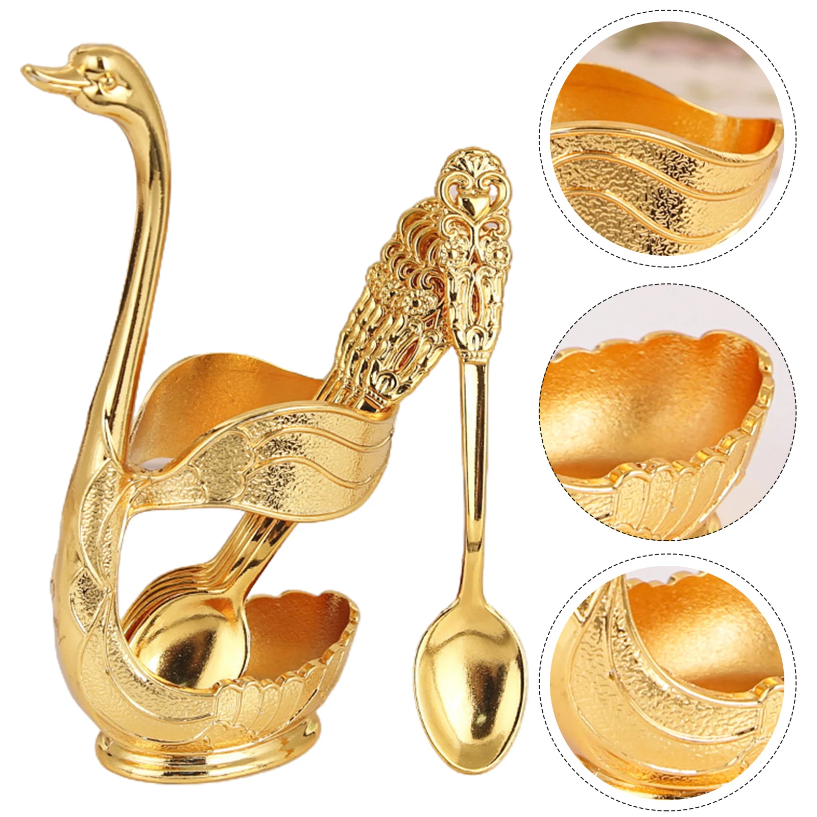 Gold Creative Dinnerware Set Decorative Swan Base Holder With 6 Spoons Forks For Coffee Fruit Dessert Stirring Mixing Teaspoon
Gold Creative Dinnerware Set Decorative Swan Base Holder With 6 Spoons Forks For Coffee Fruit Dessert Stirring Mixing Teaspoon