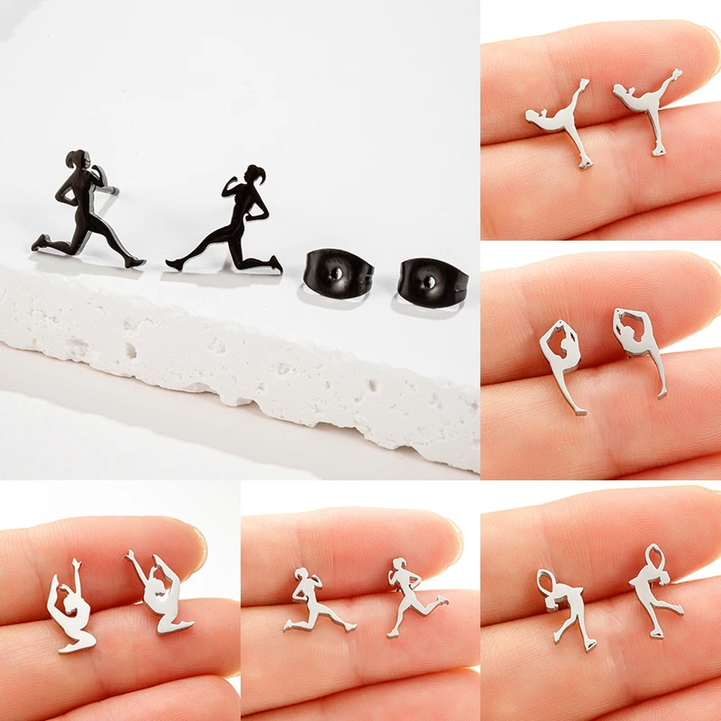 2023 Stainless Steel Sports Stud Earrings for Women Girls Punk Running Skiing Yoga Earings Gymnastics Jewelry Fitness Gift 
2023 Stainless Steel Sports Stud Earrings for Women Girls Punk Running Skiing Yoga Earings Gymnastics Jewelry Fitness Gift