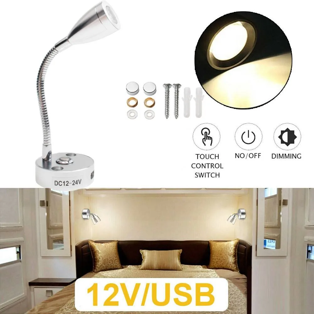 12v Aluminum Car Reading Light LED Spot Wall Light LED Reading Light For Camper Van Caravan Boat RV Touch Switch USB Lamp
12v Aluminum Car Reading Light LED Spot Wall Light LED Reading Light For Camper Van Caravan Boat RV Touch Switch USB Lamp
