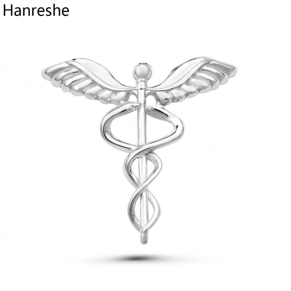 

Hanreshe Medical Caduceus Classic Brooch Pin Delicate Wing Snake Stick Doctor Nurse Lapel Badge Medicine Jewelry Decorative Gift