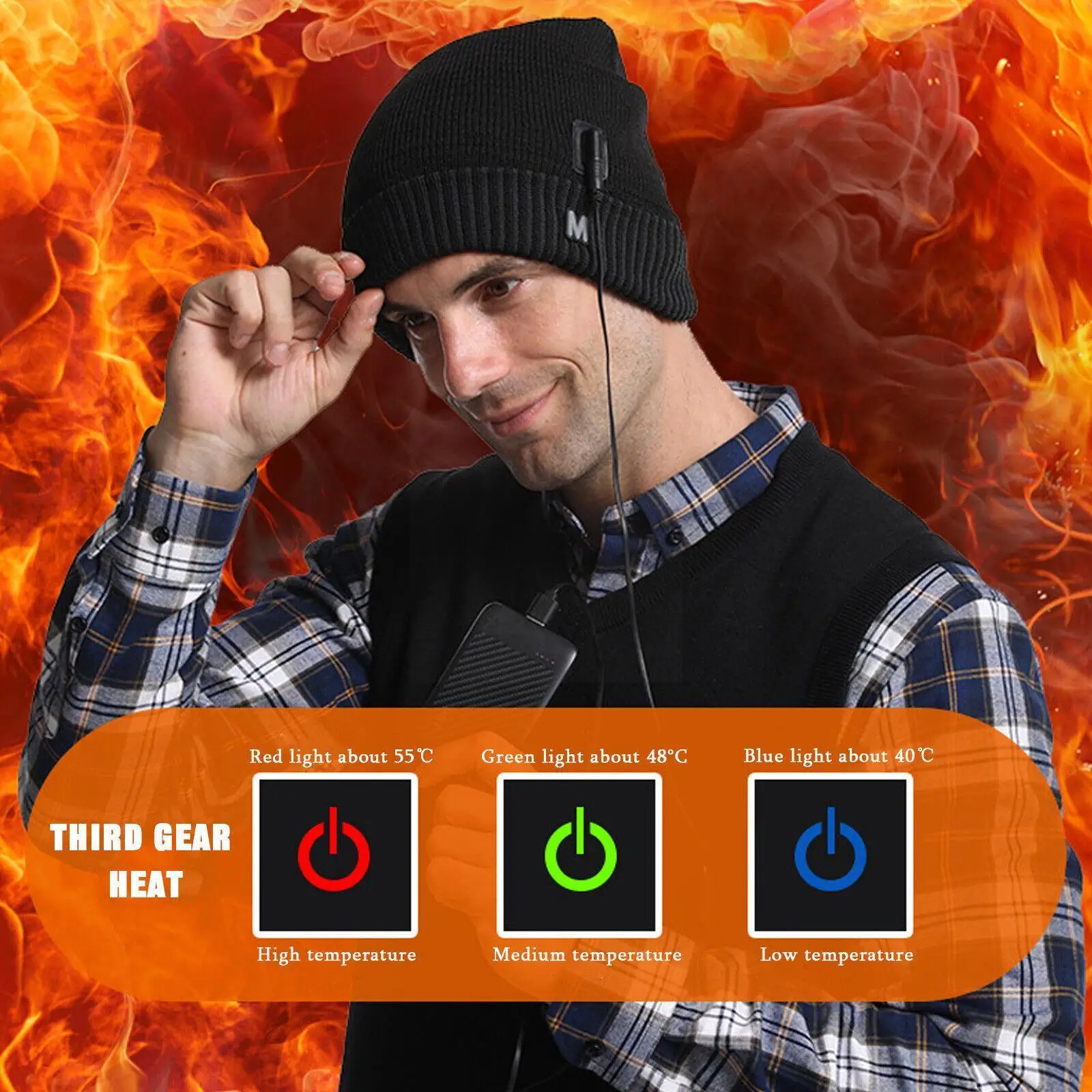 USB Rechargeable Heated Hat Electric Warm Heated Beanie Outdoor Hat Beanie Cuffed Men Women Battery Knit Heat Winter Beanie J5L5
USB Rechargeable Heated Hat Electric Warm Heated Beanie Outdoor Hat Beanie Cuffed Men Women Battery Knit Heat Winter Beanie J5L5