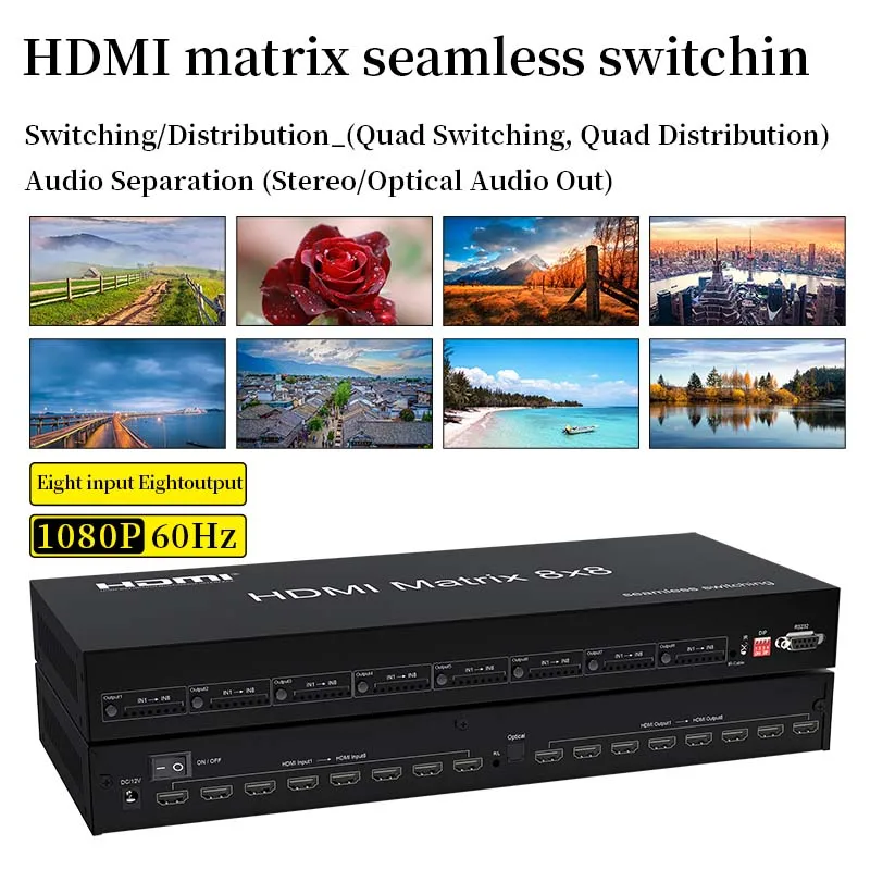 hdmi matrix switcher 8 into 8 out 1080p 60HZ video splitter computer monitor splicing screen control
hdmi matrix switcher 8 into 8 out 1080p 60HZ video splitter computer monitor splicing screen control