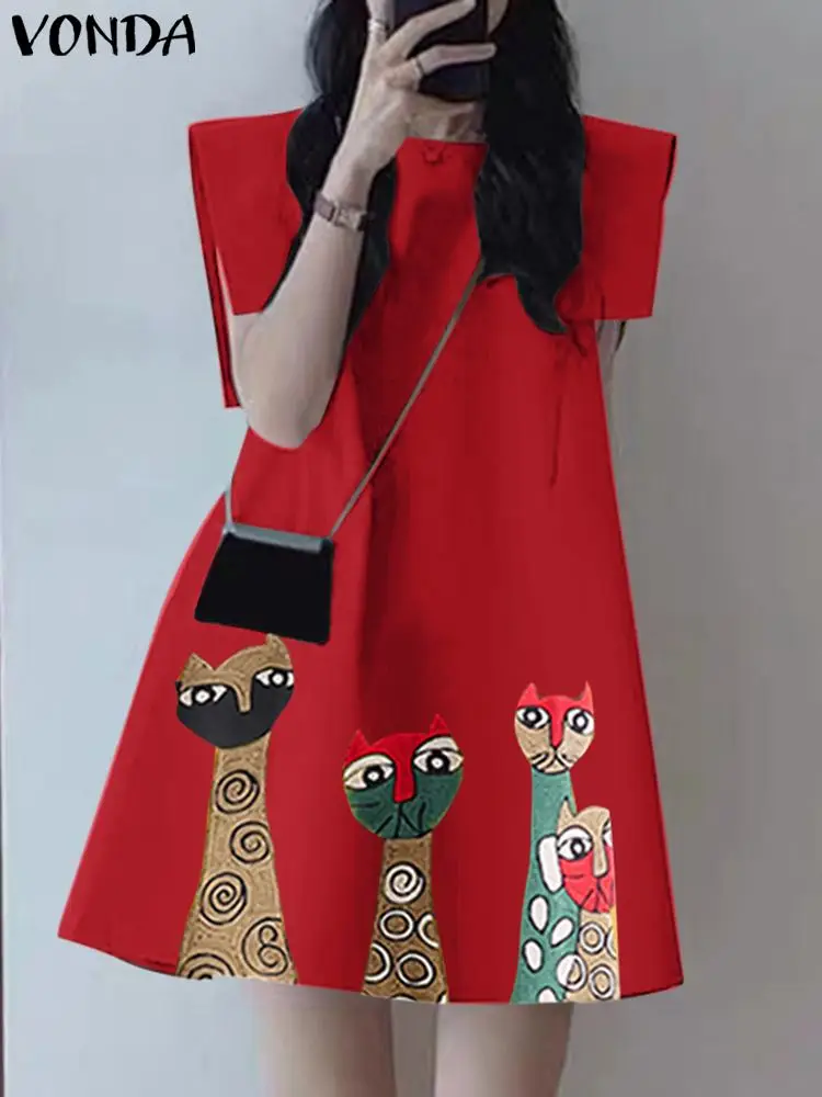 VONDA 2023 Summer Women Mini Dress Sexy Sleeveless Tank Sundress Bohemian Vintage Casual Printed Loose A-Line Party Robe Femme
VONDA 2023 Summer Women Mini Dress Sexy Sleeveless Tank Sundress Bohemian Vintage Casual Printed Loose A-Line Party Robe Femme