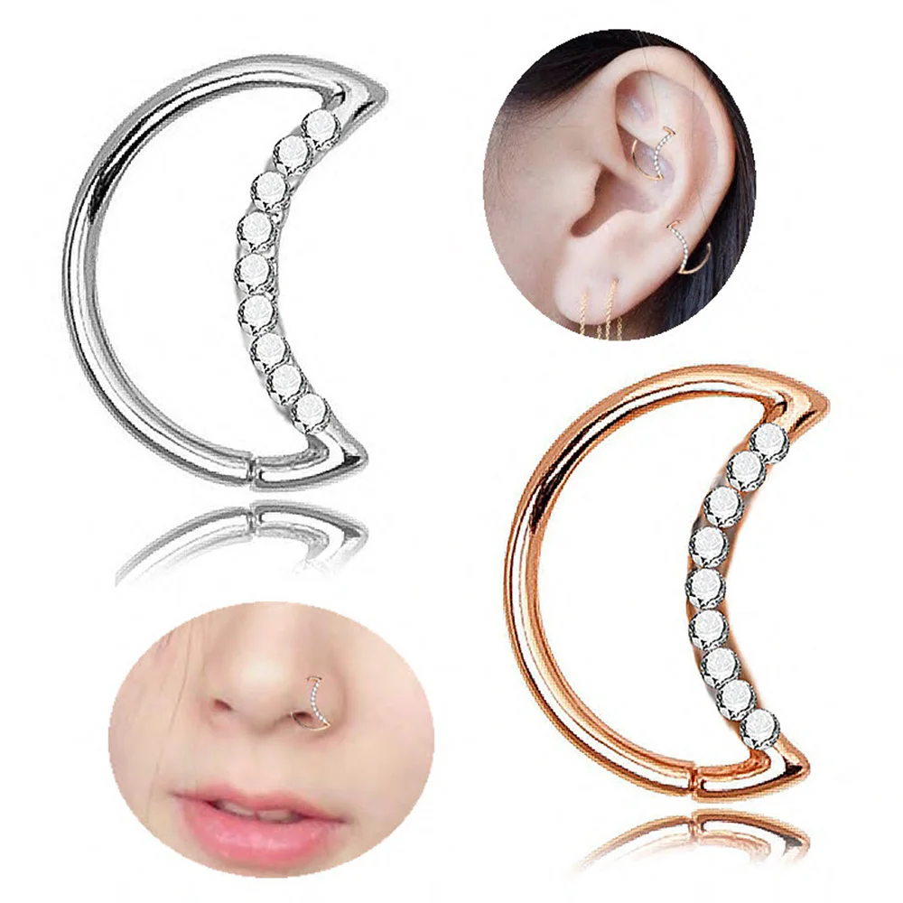 Moon Nose Ring Zircon Hinged Septum Nose Hoop Clicker Segment Ear Tragus Cartilage Helix Lip Eyebrow Nostril Piercing Jewelry
Moon Nose Ring Zircon Hinged Septum Nose Hoop Clicker Segment Ear Tragus Cartilage Helix Lip Eyebrow Nostril Piercing Jewelry