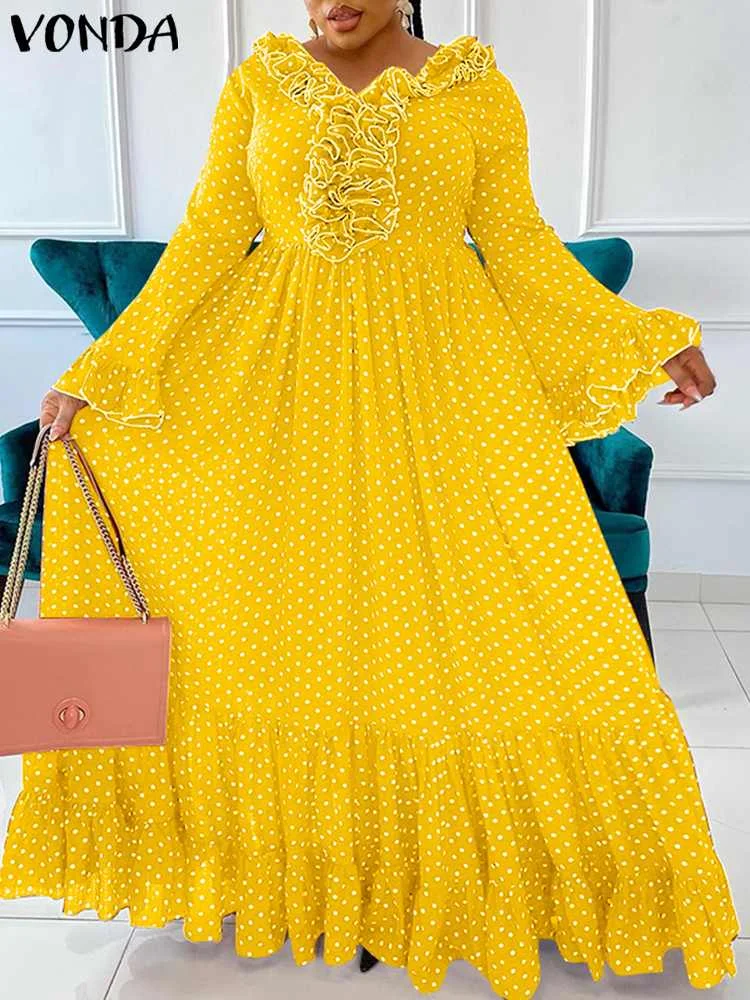 Long Sleeve Dress Polka Dot Print Maxi Dress 2022 VONDA Fashion Women Vestidos Holiday Party Pleated Sundress Casual Robe Femme
Long Sleeve Dress Polka Dot Print Maxi Dress 2022 VONDA Fashion Women Vestidos Holiday Party Pleated Sundress Casual Robe Femme