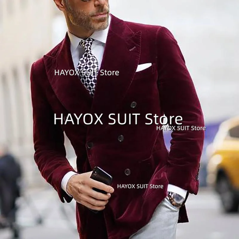 Men's Blazer Slim Fit Double Breasted Velvet Pointed Lapel Blazer Business Formal Wedding Groom Prom Tuxedo
Men's Blazer Slim Fit Double Breasted Velvet Pointed Lapel Blazer Business Formal Wedding Groom Prom Tuxedo