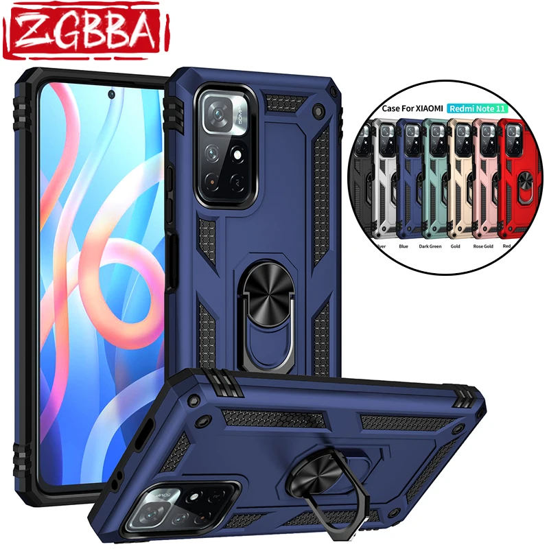 

Shockproof Case For Xiaomi Redmi Note 11T 11 Pro 10 9 Pro Max 10S Note 9S 9T 8T 8Pro 8 7 7Pro Magnetic Ring Car Holder Cover