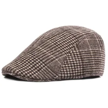 Men Women Cotton Plaid Berets Caps Middle-Aged Autumn Winter Hats Boina Herringbone Newsboy Baker Boy Hat Tweed Flat Cap