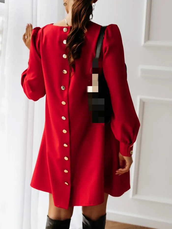 Autumn 2022 Red Skirt Women's Dress Long Sleeves Loose O Collar Solid A-line Elegant Dress Women's Casual Dress
Autumn 2022 Red Skirt Women's Dress Long Sleeves Loose O Collar Solid A-line Elegant Dress Women's Casual Dress