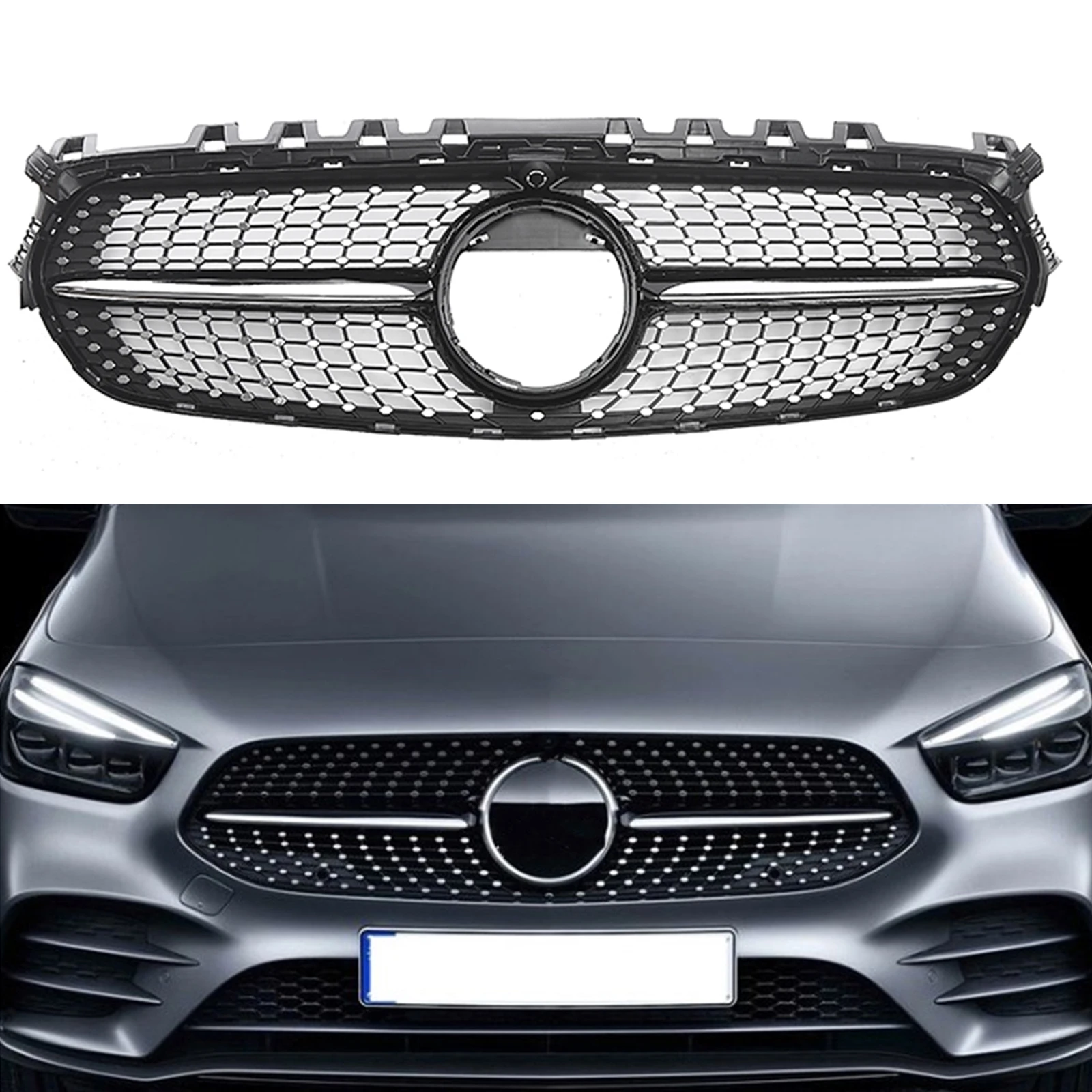 For Mercedes-Benz W247 B-Class 2020-2022 B250 Front Grille Grill Black Diamond Style Car Upper Bumper Intake Hood Mesh Grid Kit
For Mercedes-Benz W247 B-Class 2020-2022 B250 Front Grille Grill Black Diamond Style Car Upper Bumper Intake Hood Mesh Grid Kit