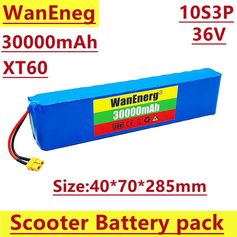Xiaomijia lithium ion battery pack, 10s3p, 36V, 30Ah, 20A, 600W,suitable for m365 bicycle or moped, built-in BMS, plug selection 
Xiaomijia lithium ion battery pack, 10s3p, 36V, 30Ah, 20A, 600W,suitable for m365 bicycle or moped, built-in BMS, plug selection