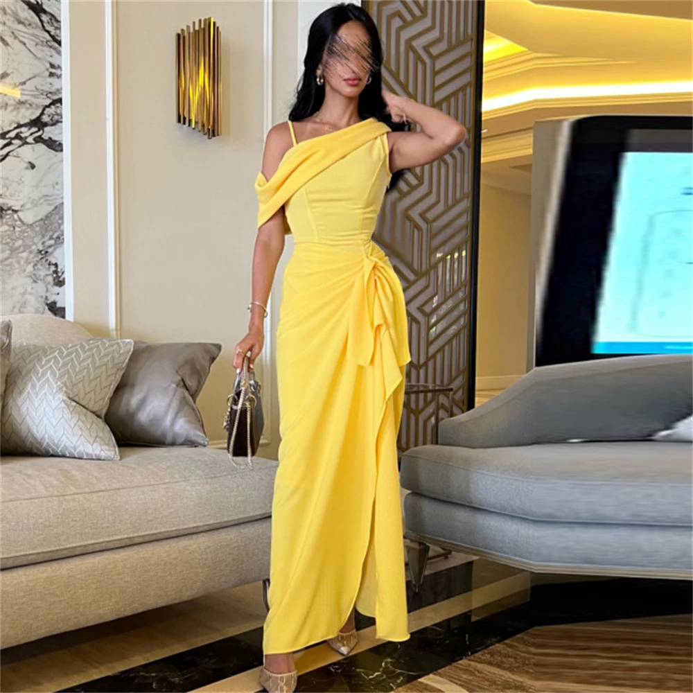 Simple Lemon Mermaid One Shoulder Satin Formal Occasion Prom Dresses Ankle-length Women Evening Party Dress فساتين السهرة
Simple Lemon Mermaid One Shoulder Satin Formal Occasion Prom Dresses Ankle-length Women Evening Party Dress فساتين السهرة