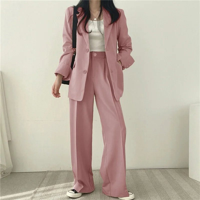 Women Casual Pant Suits 2023 New in Female Pink Fashion Long Jacket Coat Wide Leg Trouser Elegant Office Lady 2 Piece Blazer Set
Women Casual Pant Suits 2023 New in Female Pink Fashion Long Jacket Coat Wide Leg Trouser Elegant Office Lady 2 Piece Blazer Set