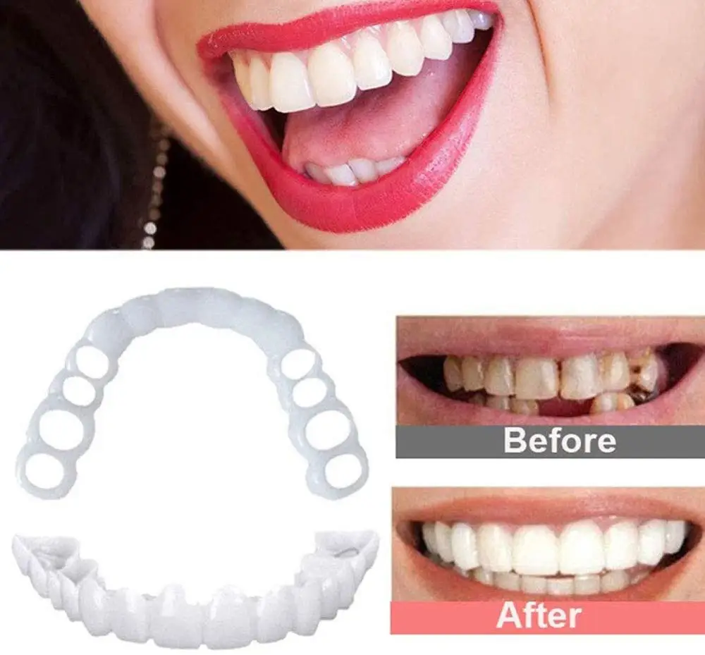 Perfect Fit Teeth Whitening Fake Tooth Cover Snap On Silicone Smile Veneers Teeth Upper Beauty Tool Cosmetic Teeth free shipping
Perfect Fit Teeth Whitening Fake Tooth Cover Snap On Silicone Smile Veneers Teeth Upper Beauty Tool Cosmetic Teeth free shipping