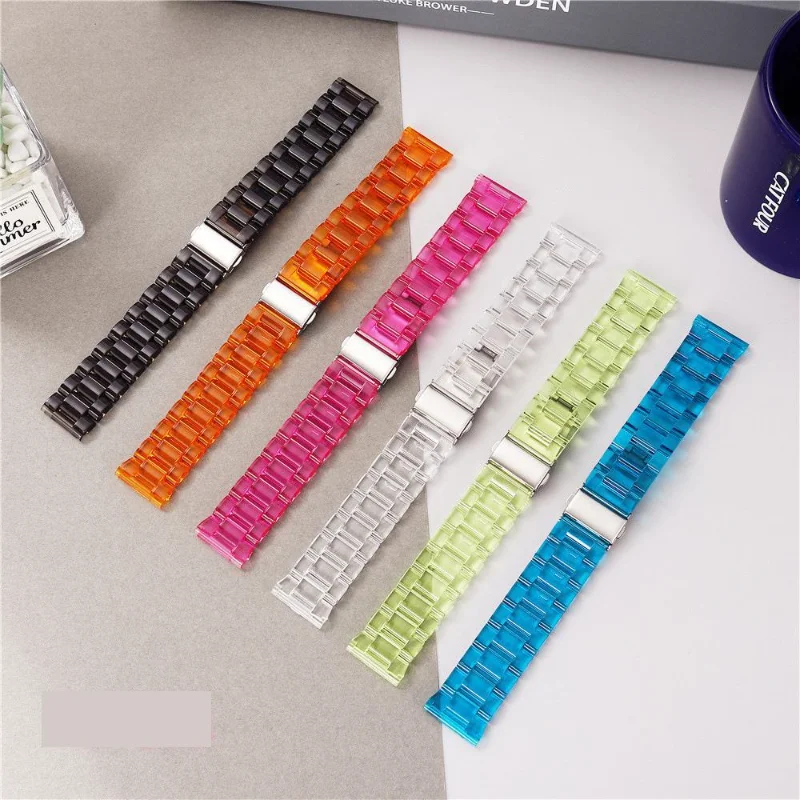 

20mm 22mm Transparent Resin Watch Strap Band for Samsung Galaxy Watch3 41mm 45mm Active 2 Wristband for Watch 42mm 46mm Active3