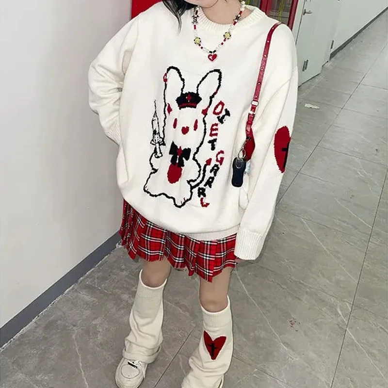HOUZHOU Harajuku Kawaii Sweater Women Japanese Cartoon Preppy Style Loose Knitted Sweater E Girl Autumn Winter Y2K Casual Tops
HOUZHOU Harajuku Kawaii Sweater Women Japanese Cartoon Preppy Style Loose Knitted Sweater E Girl Autumn Winter Y2K Casual Tops