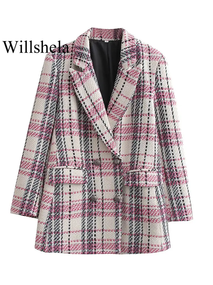 Willshela Women Fashion With Pockets Texture Plaid Double Breasted Blazer Vintage Notched Neck Long Sleeve Female Office Outfits
Willshela Women Fashion With Pockets Texture Plaid Double Breasted Blazer Vintage Notched Neck Long Sleeve Female Office Outfits