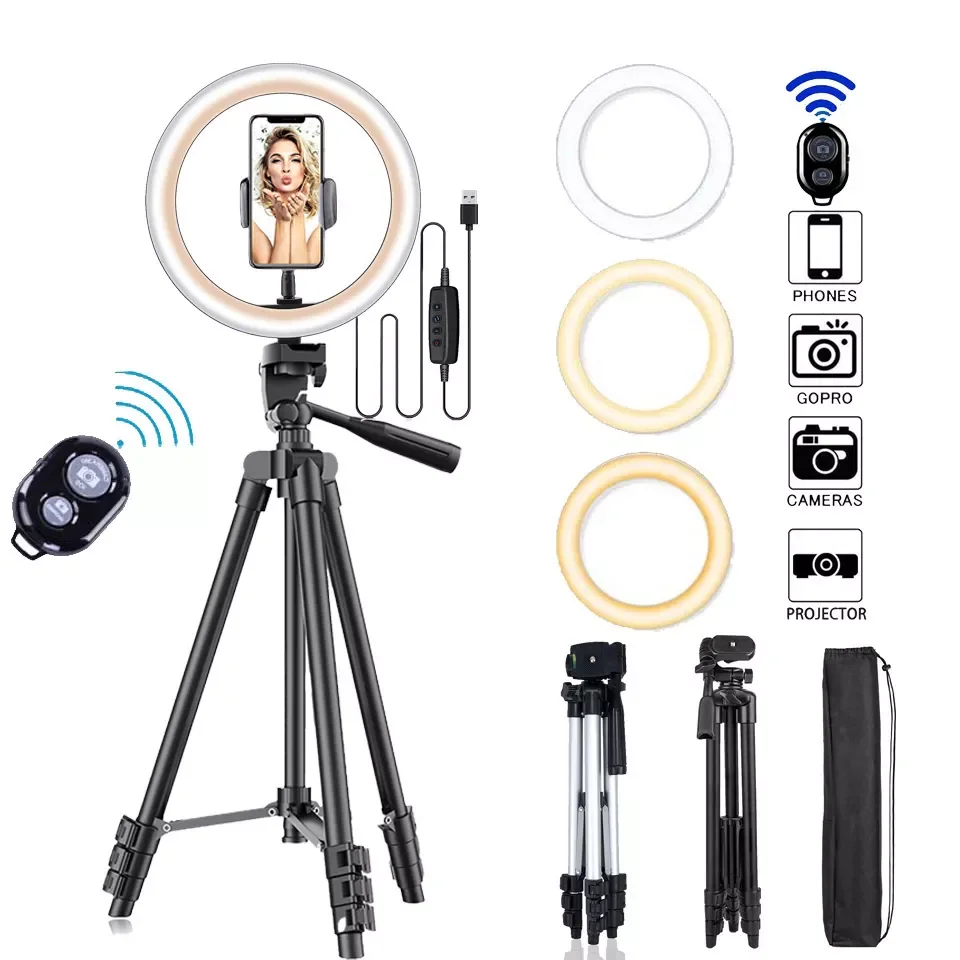 26cm Photo Ringlight Led Selfie Ring Light Phone Remote Control Lamp Photography Lighting With Tripod Stand Holder Youtube Video
26cm Photo Ringlight Led Selfie Ring Light Phone Remote Control Lamp Photography Lighting With Tripod Stand Holder Youtube Video